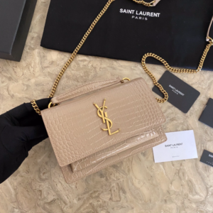 YSL Hot Small Crocodile Pattern Shoulder Bag - Caramel 29572
