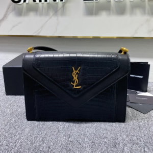 YSL Saint Laurent's Crocodile Pattern Shoulder Bag - Black 82714