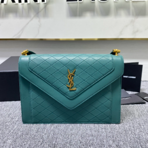 YSL Saint Laurent's Crocodile Pattern Shoulder Bag - Sea Green 21401
