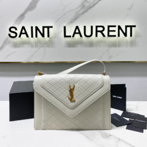 YSL Saint Laurent's Crocodile Pattern Shoulder Bag - White 28864