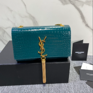 YSL Yves Saint Laurent's Rhombus Quilted Texture Handbag - Turquoise 34465