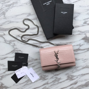 YSL Yves Saint Laurent Mini Crocodile Pattern Tassel Bag – Pink 66304