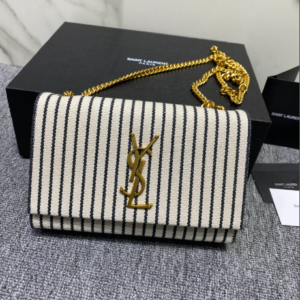 YSL Linen Stripe Cross-body Tassel Bag 22214