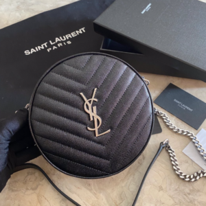 YSL Vinyle Cute Round Bag  - Black 87406