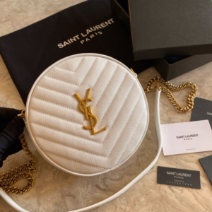 YSL Vinyle Cute Round Bag  - White 74180