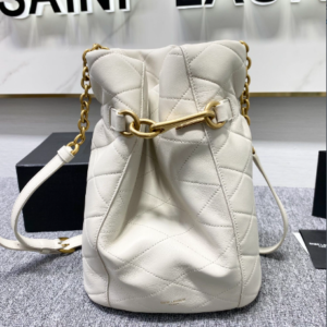 YSL LE MAILLON Buckle Bucket Bag - White 80863