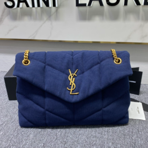 YSL Lou Lou's Large Canvas Cloud Bag - Blue 62650