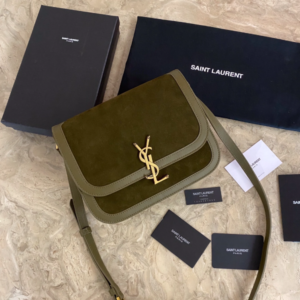 YSL SOLFElNO Suede and Denim Medium Size Handbag - Green 14129