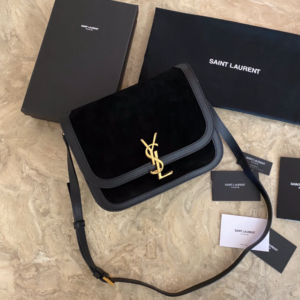 YSL SOLFElNO Suede and Denim Medium Size Handbag - Black 49122