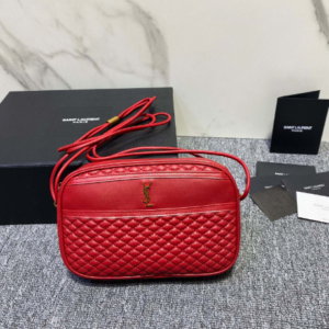 YSL Women Saint Laurent Victoire Leather Handbag - Red 74316