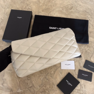 YSL Saint Laurent SADE Puffer Clutch Bag - White 30847