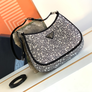 Prada Gypsophila Underarm Bag - White/Black 78169