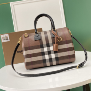 Burberry Birch Brown Plaid Bowling Bag 46284