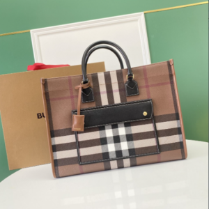 Burberry Birch Brown Plaid Tote Bag 62117