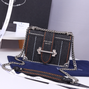 Prada Denim Shoulder Bag - Black 72320
