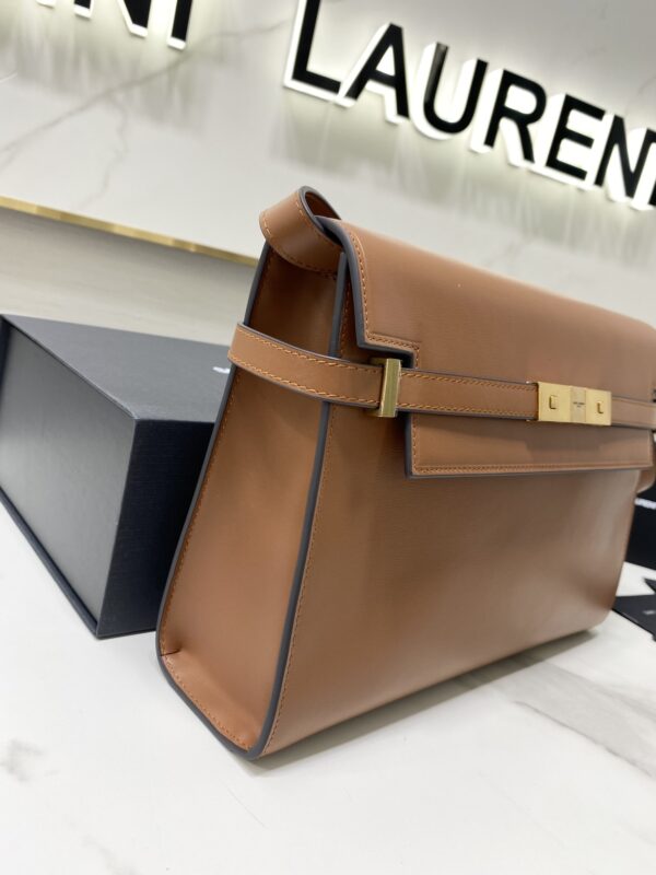 YSL Women Manhattan Baguette Box Large Leather Bag - Brown 56690 - Image 4