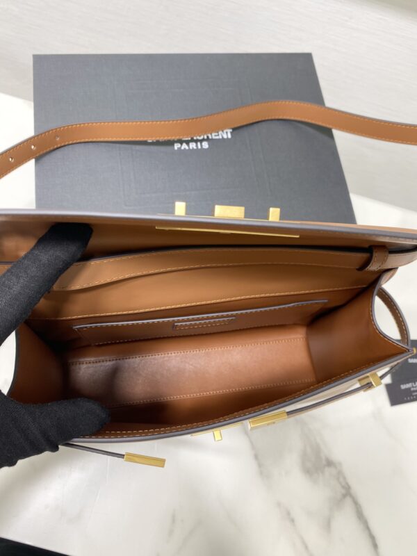 YSL Women Manhattan Baguette Box Large Leather Bag - Brown 56690 - Image 3