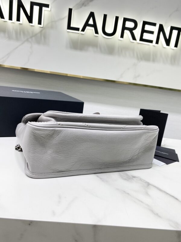 YSL Saint Laurent's Niki's Medium Handbag - Silver Gray 89379 - Image 4