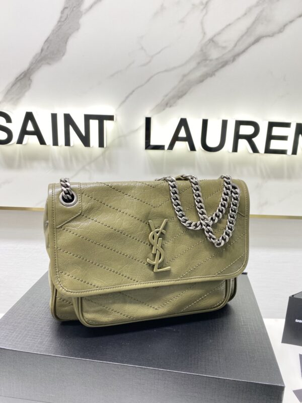 YSL Saint Laurent's Niki's Medium Handbag - Olive Green 32078 - Image 3