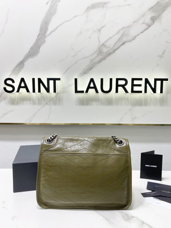 YSL Saint Laurent's Niki's Medium Handbag - Olive Green 32078 - Image 5