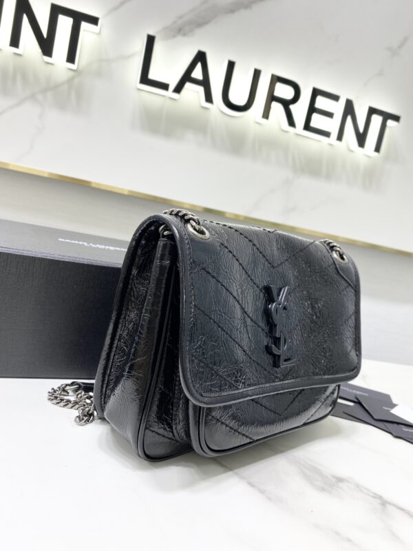 YSL Saint Laurent's Niki's Small Handbag - Black Silver 33932 - Image 4