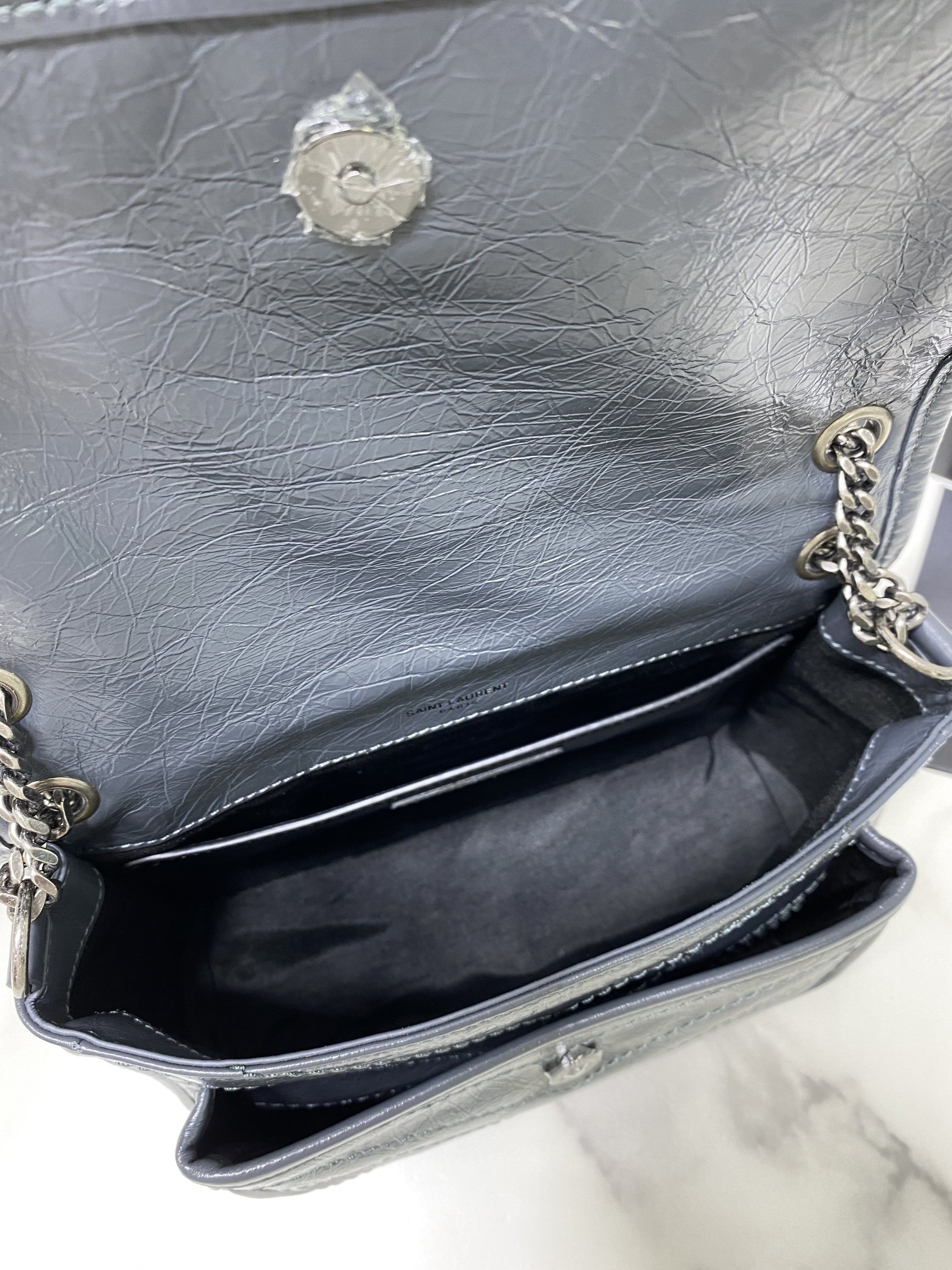 YSL Saint Laurent's Niki's Small Handbag - Blue and Gray 22824 - Image 2