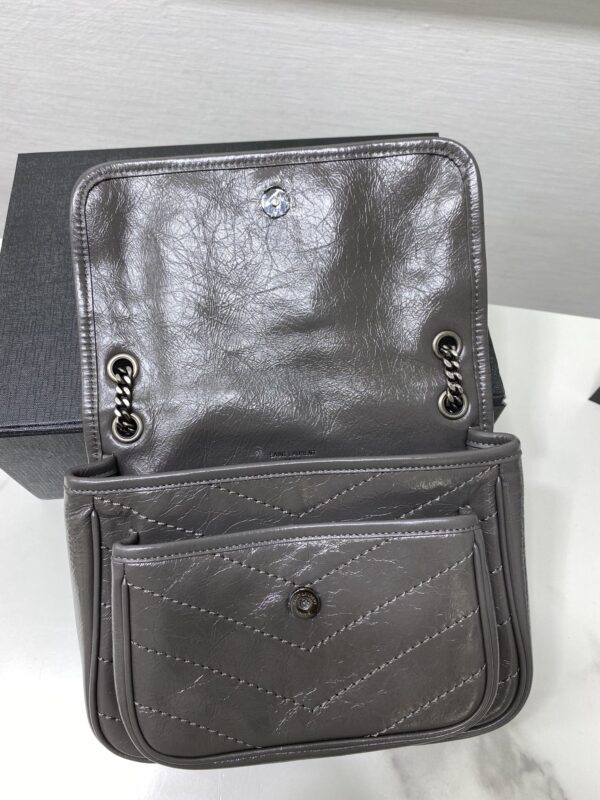 YSL Saint Laurent's Niki's Small Handbag - Dark Gray 14415 - Image 3