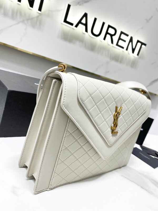 YSL Saint Laurent's Crocodile Pattern Shoulder Bag - White 28864 - Image 4