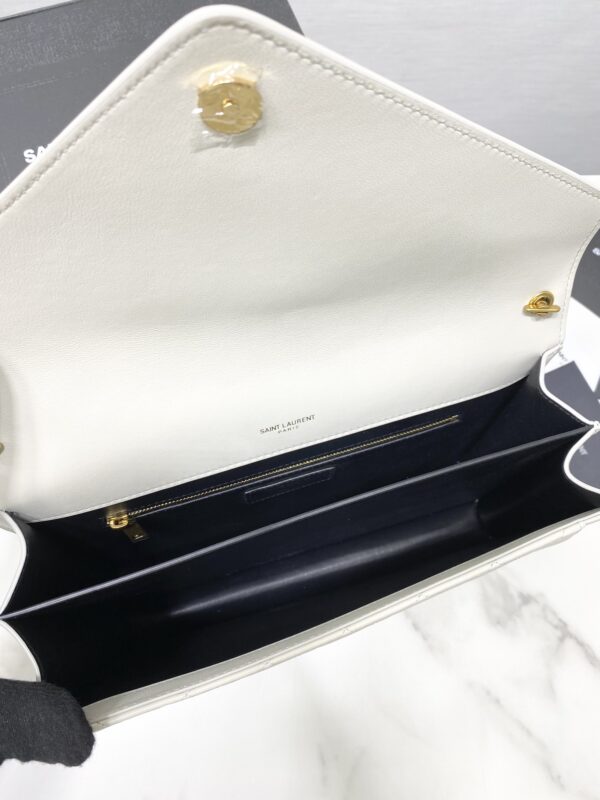 YSL Saint Laurent's Crocodile Pattern Shoulder Bag - White 28864 - Image 2