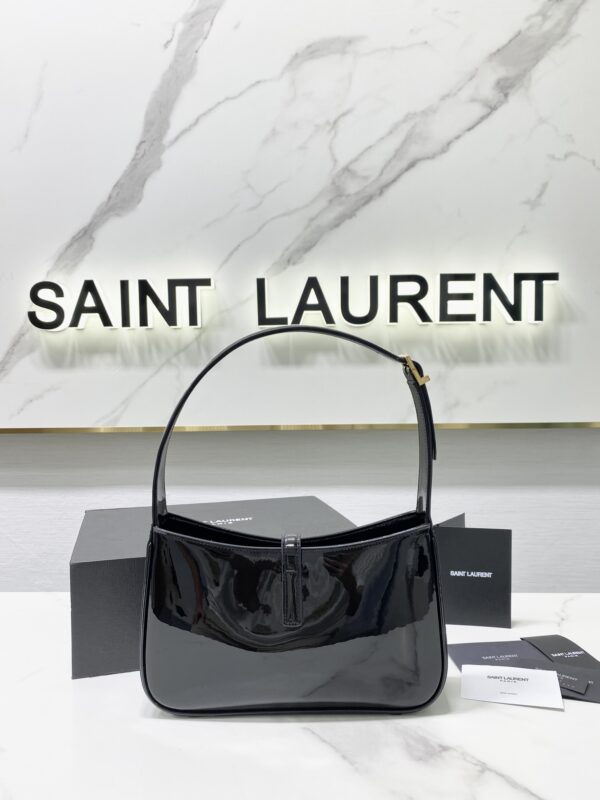 YSL's New Patent Leather Armpit Bag - Black 33135 - Image 5