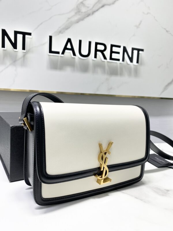 YSL Monogram Cross-body Shoulder Large Handbag - Black/White 48764 - Image 4