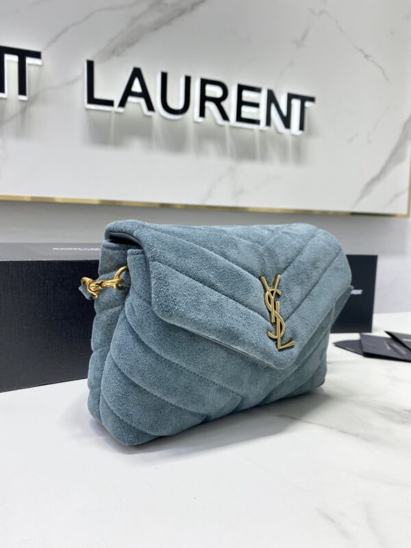 YSL LouLou Y-Shaped Small Shoulder Bag - Blue 61085 - Image 4