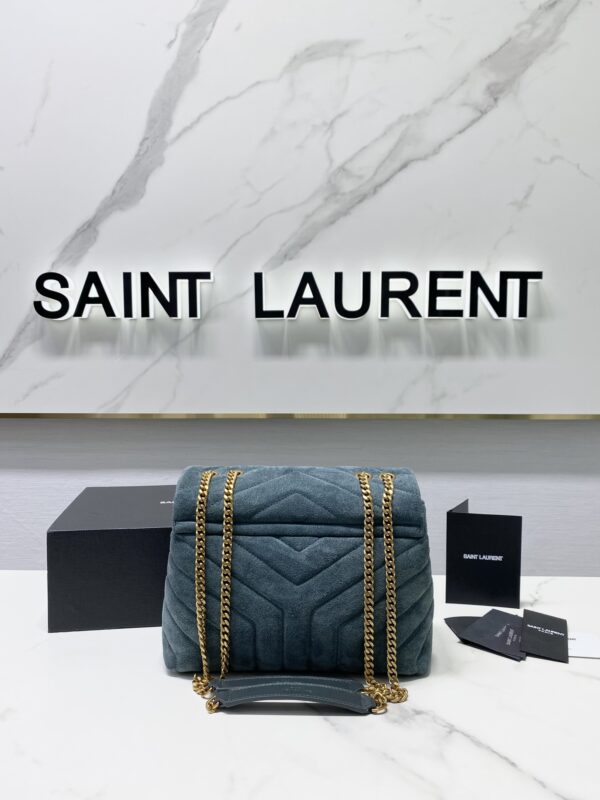 YSL LouLou Y-Shaped Medium Shoulder Bag - Blue 91543 - Image 2