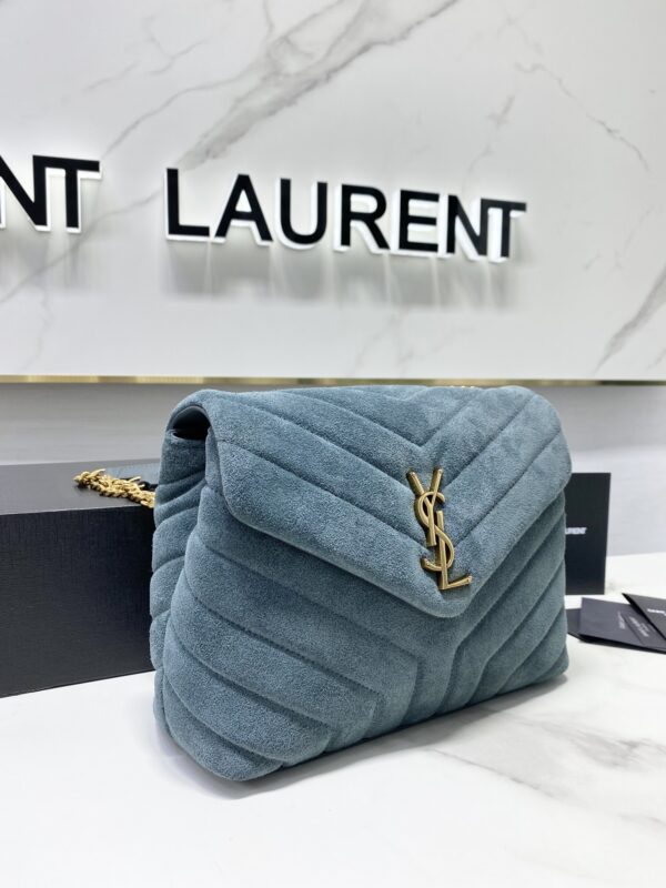 YSL LouLou Y-Shaped Medium Shoulder Bag - Blue 91543 - Image 5