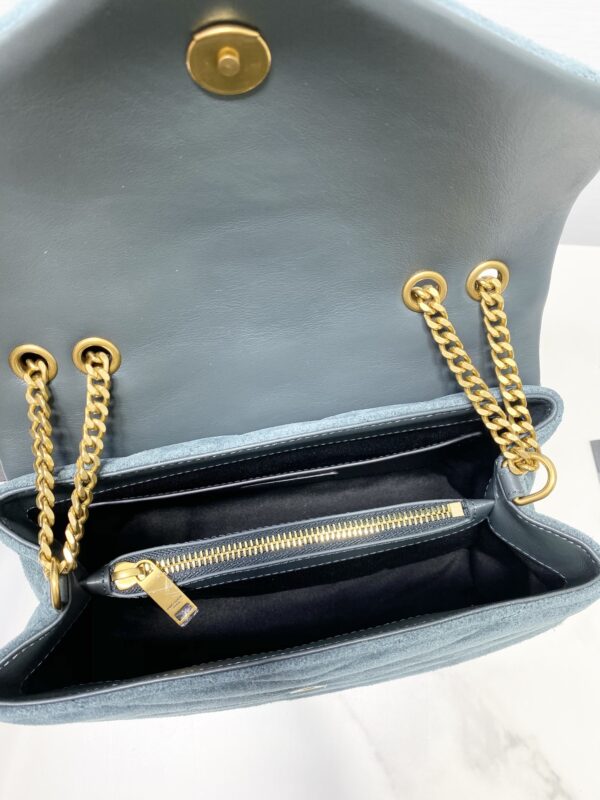 YSL LouLou Y-Shaped Large Shoulder Bag - Blue 84461 - Image 4