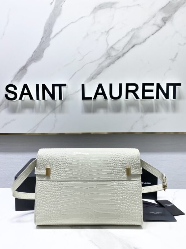 YSL Women Manhattan Baguette Box Large Leather Bag - White 94245 - Image 5