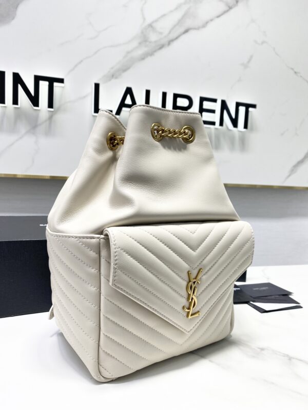 YSL Lambskin Backpack -  White 21195 - Image 2
