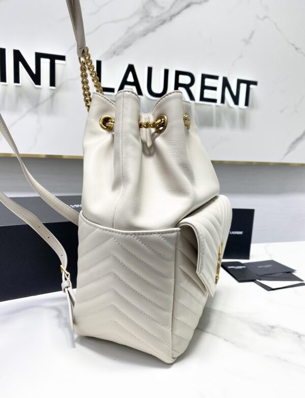 YSL Lambskin Backpack -  White 21195 - Image 4