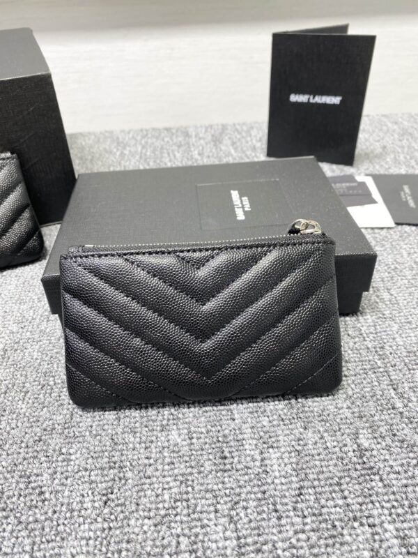 YSL Caviar Zipper Coin Purse - Black 53297 - Image 4