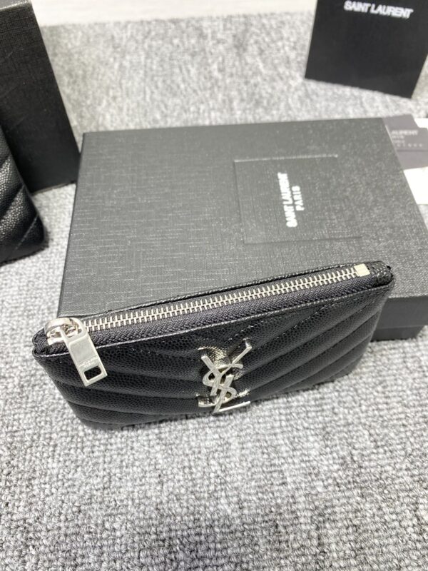 YSL Caviar Zipper Coin Purse - Black 53297 - Image 3