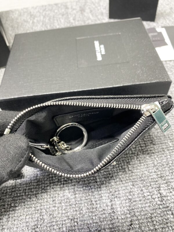 YSL Caviar Zipper Coin Purse - Black 53297 - Image 2