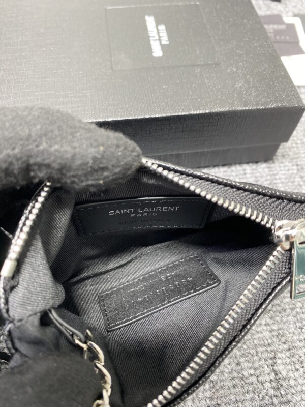 YSL Caviar Zipper Coin Purse - Black 53297 - Image 5