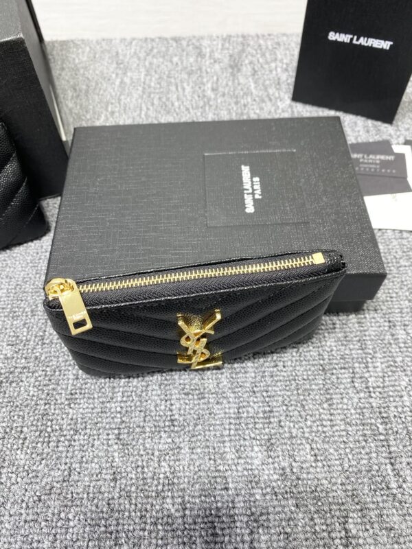 YSL Caviar Zipper Coin Purse - Black 18752 - Image 4