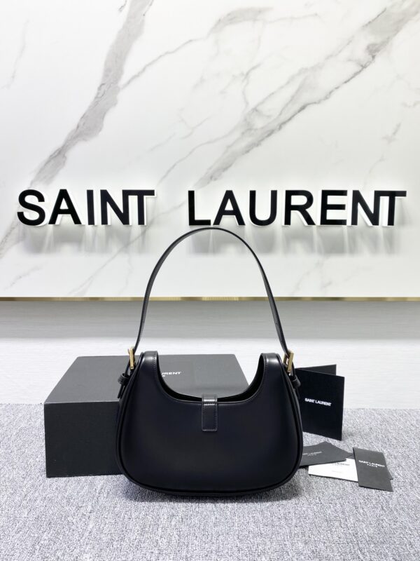 YSL Cowhide Texture Armpit Bag - Black 42418 - Image 5
