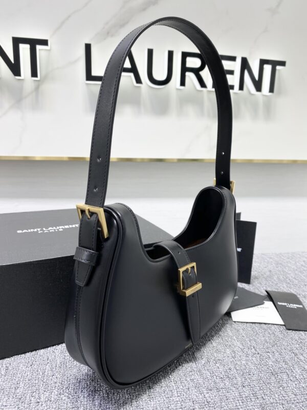 YSL Cowhide Texture Armpit Bag - Black 42418 - Image 3