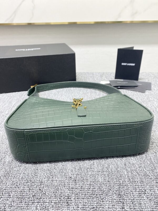 YSL’s New Crocodile Pattern Armpit Bag - Green 98618 - Image 3