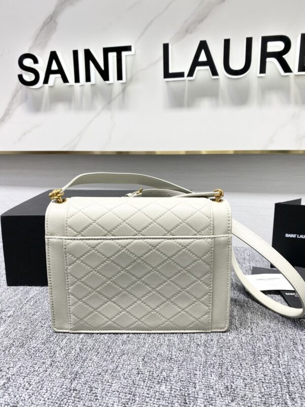 YSL Yves Saint Laurent’s Lambskin Rhombus Handbag - White 67390 - Image 5