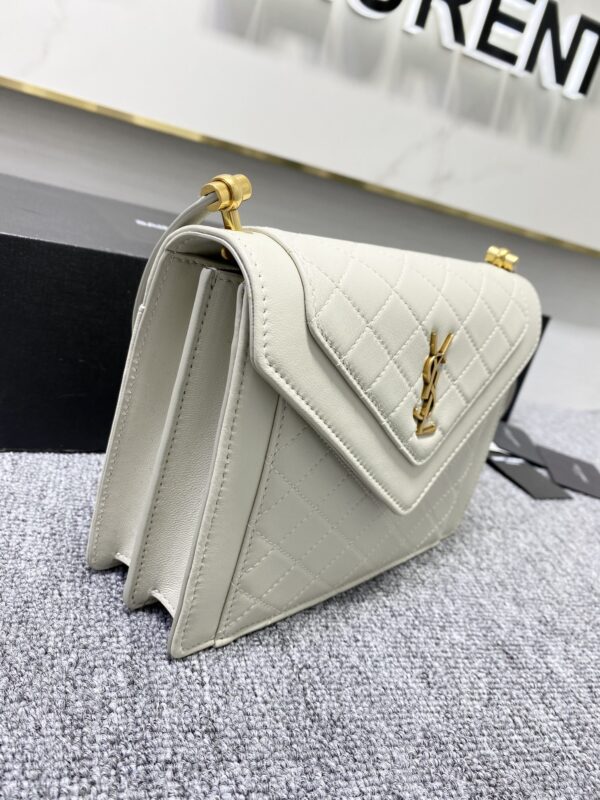 YSL Yves Saint Laurent’s Lambskin Rhombus Handbag - White 67390 - Image 4