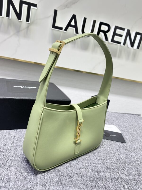 YSL's New Patent Leather Armpit Bag - Avocado Green 57711 - Image 4