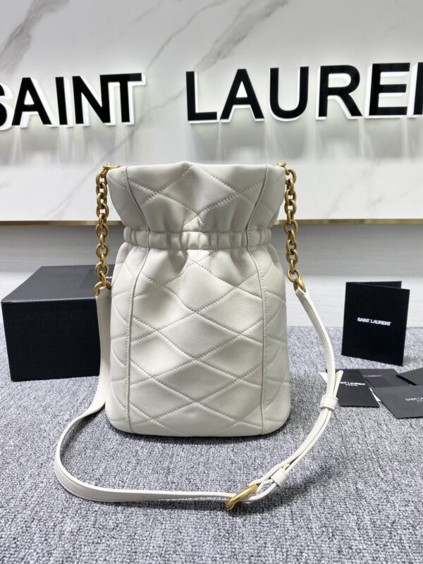 YSL LE MAILLON Buckle Bucket Bag - White 80863 - Image 5